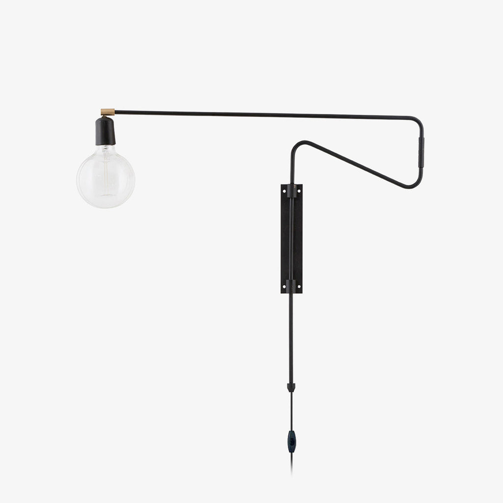 Articulated Swing-Arm Wall Light / ∅ 27.6″ x H 26.4″ / Dia 70cm x H 67cm / Black / US Plug