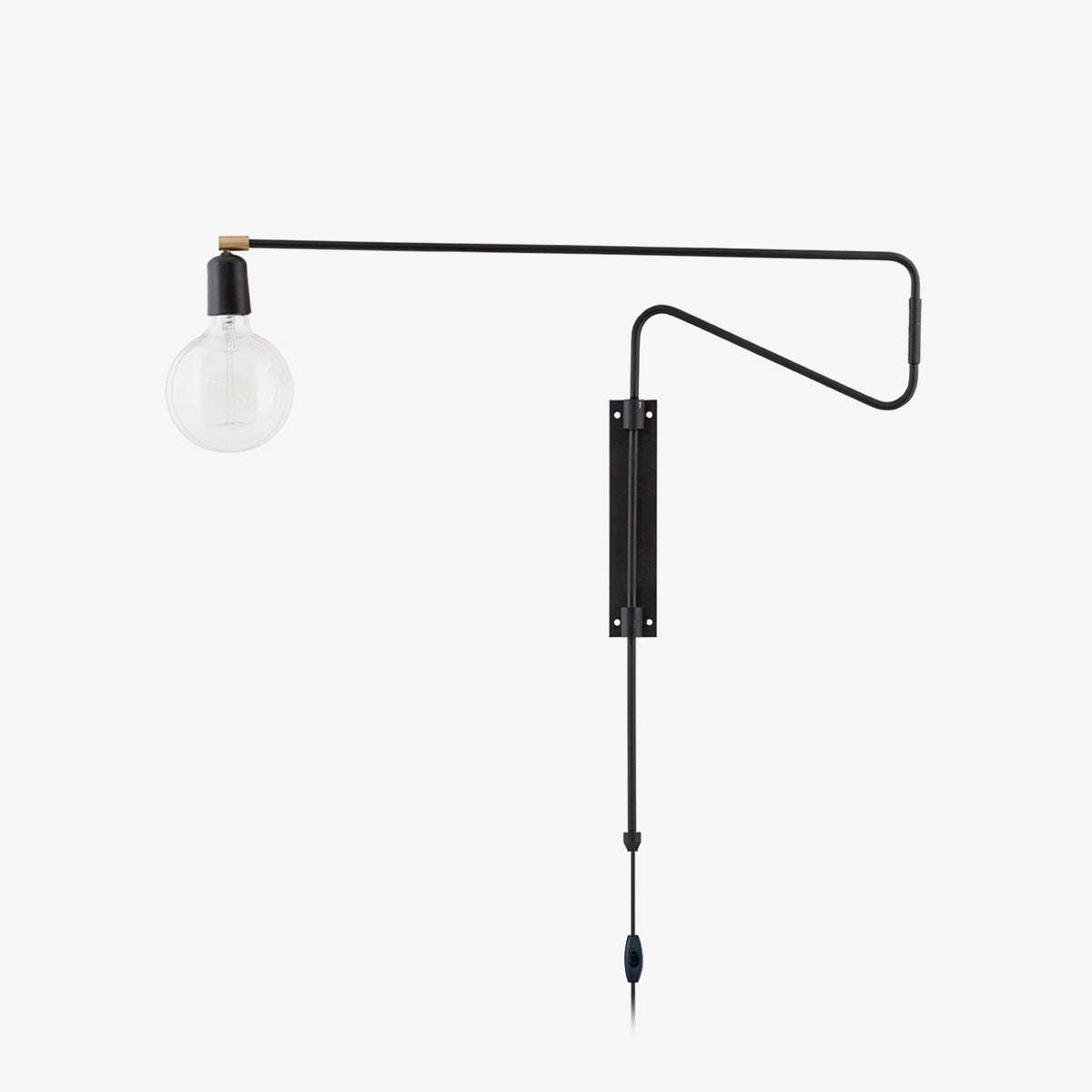Articulated Swing-Arm Wall Light / ∅ 27.6″ x H 26.4″ / Dia 70cm x H 67cm / Black / US Plug