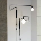 Articulated Swing-Arm Wall Light / ∅ 27.6″ x H 26.4″ / Dia 70cm x H 67cm / Black / UK Plug