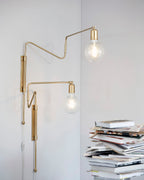 Articulated Swing-Arm Wall Light / Set of 2 / Brass / US Plug