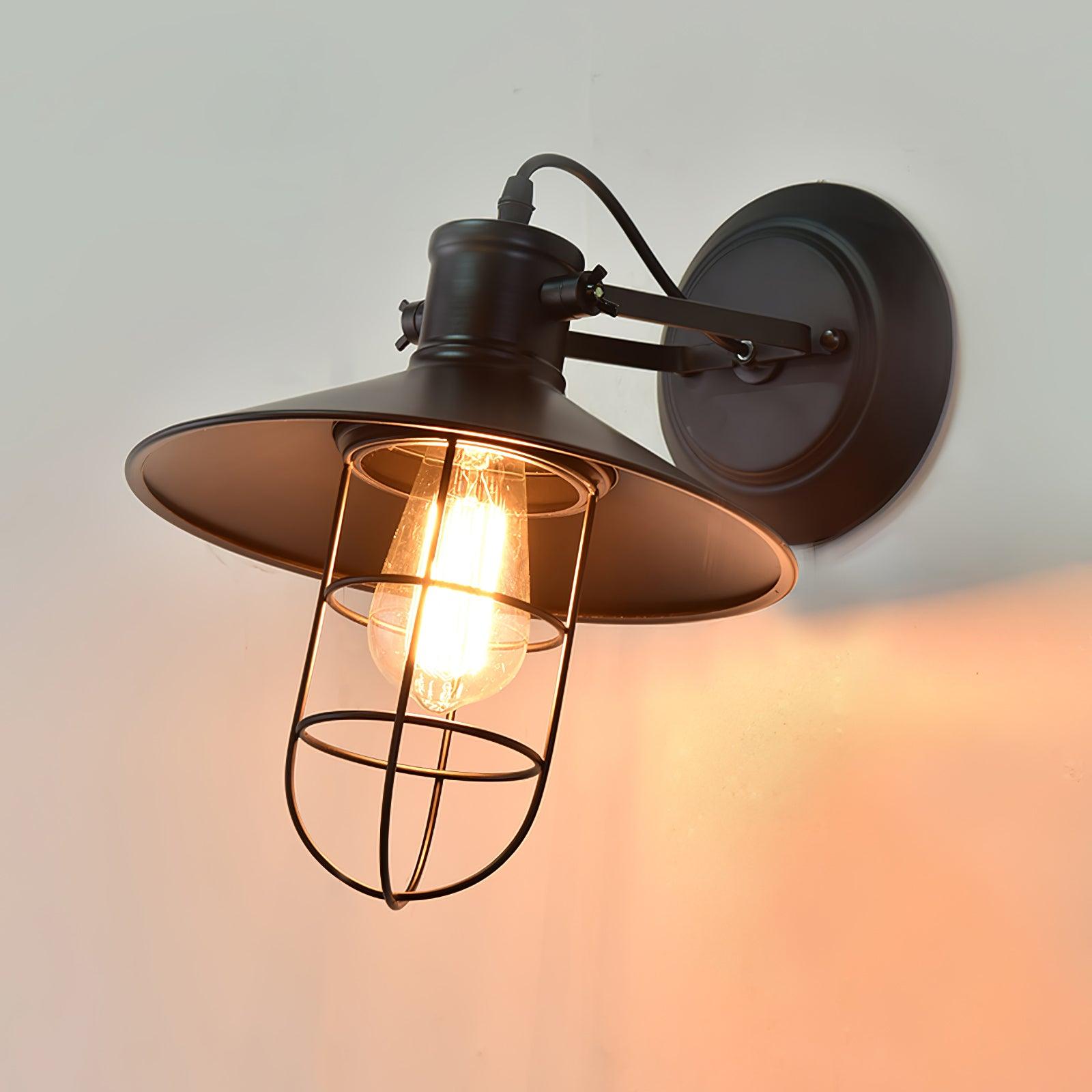 Caged Glass Industrial Wall Light