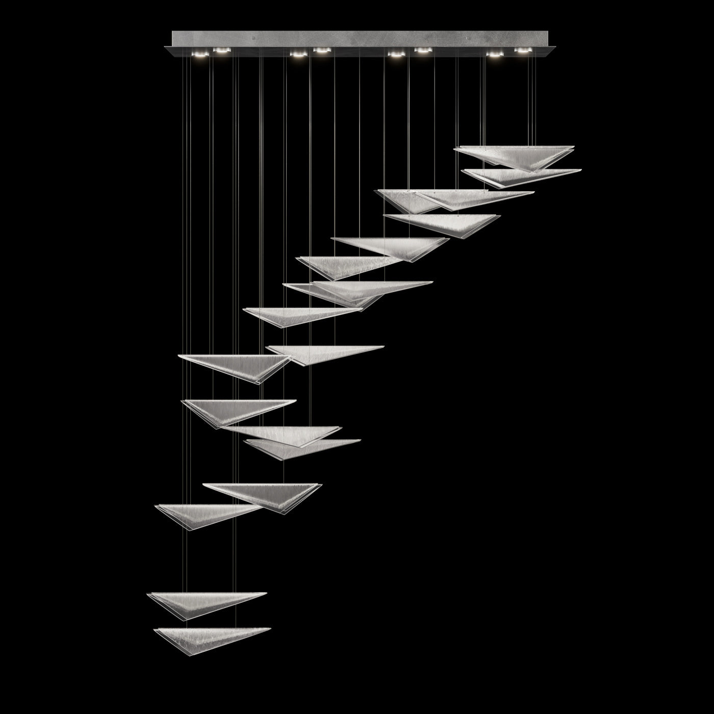 Cascading Glass Flight 60.5-Inch Linear Pendant / Silver / Clear Linear