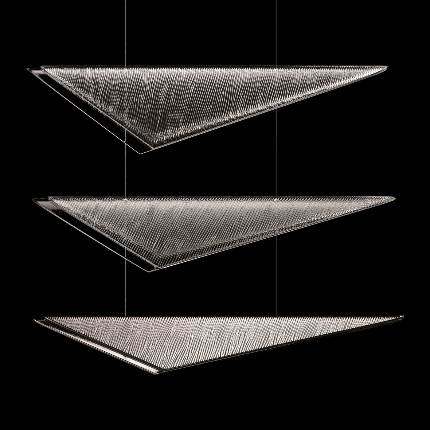 Cascading Glass Flight 60.5-Inch Linear Pendant / Silver / Smoke Linear