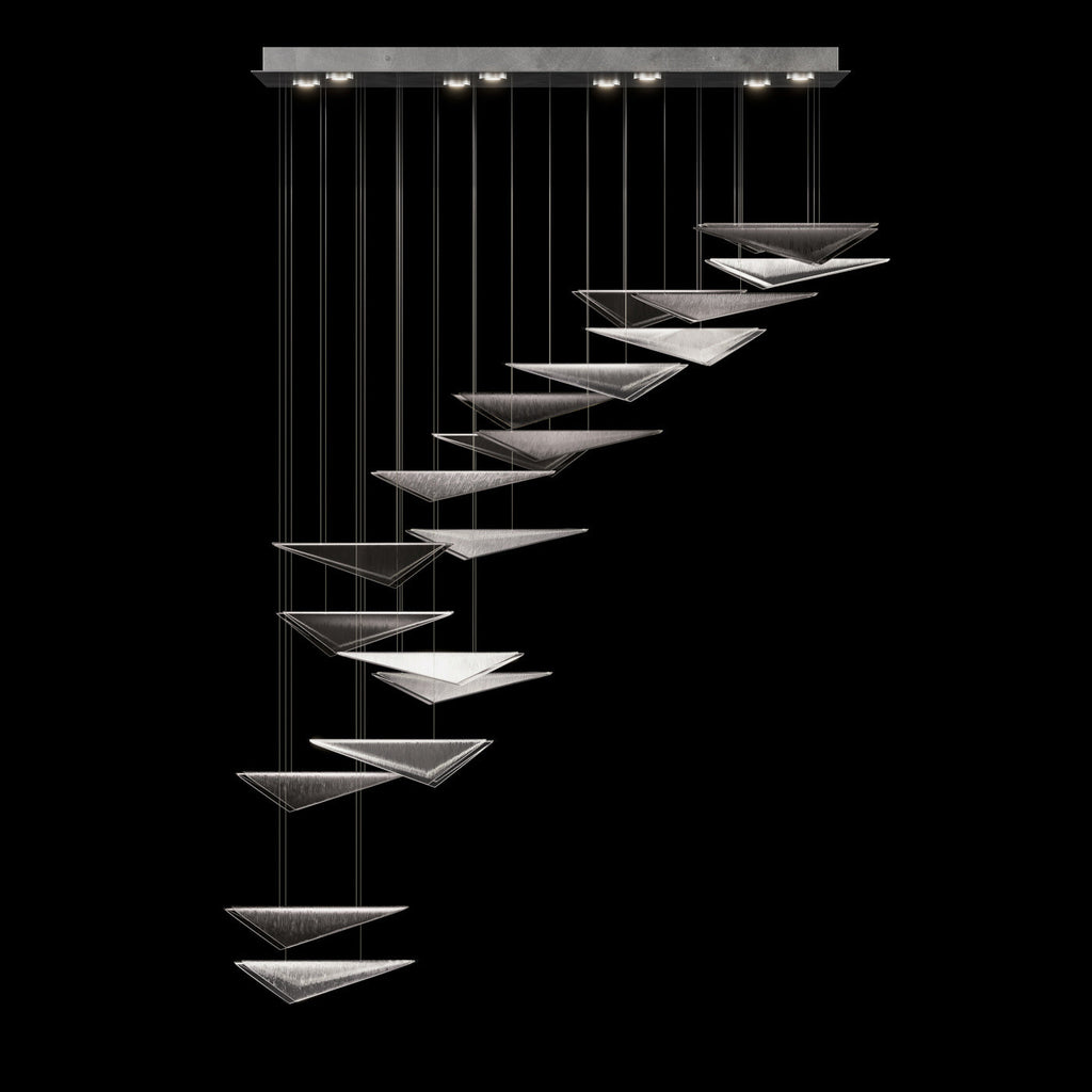 Cascading Glass Flight 60.5-Inch Linear Pendant / Silver / Amber Linear