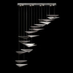 Cascading Glass Flight 60.5-Inch Linear Pendant / Silver / Amber Linear