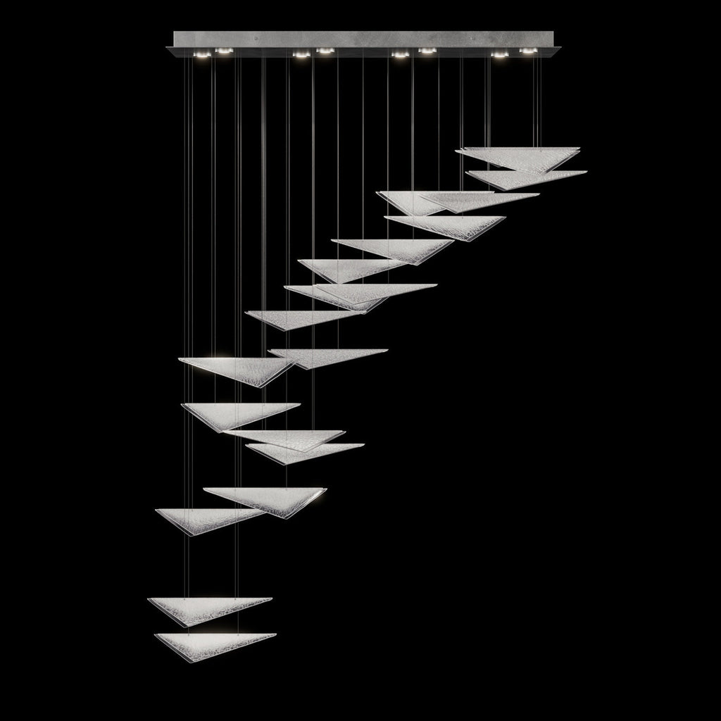 Cascading Glass Flight 60.5-Inch Linear Pendant / Soft Gold / Clear Linear