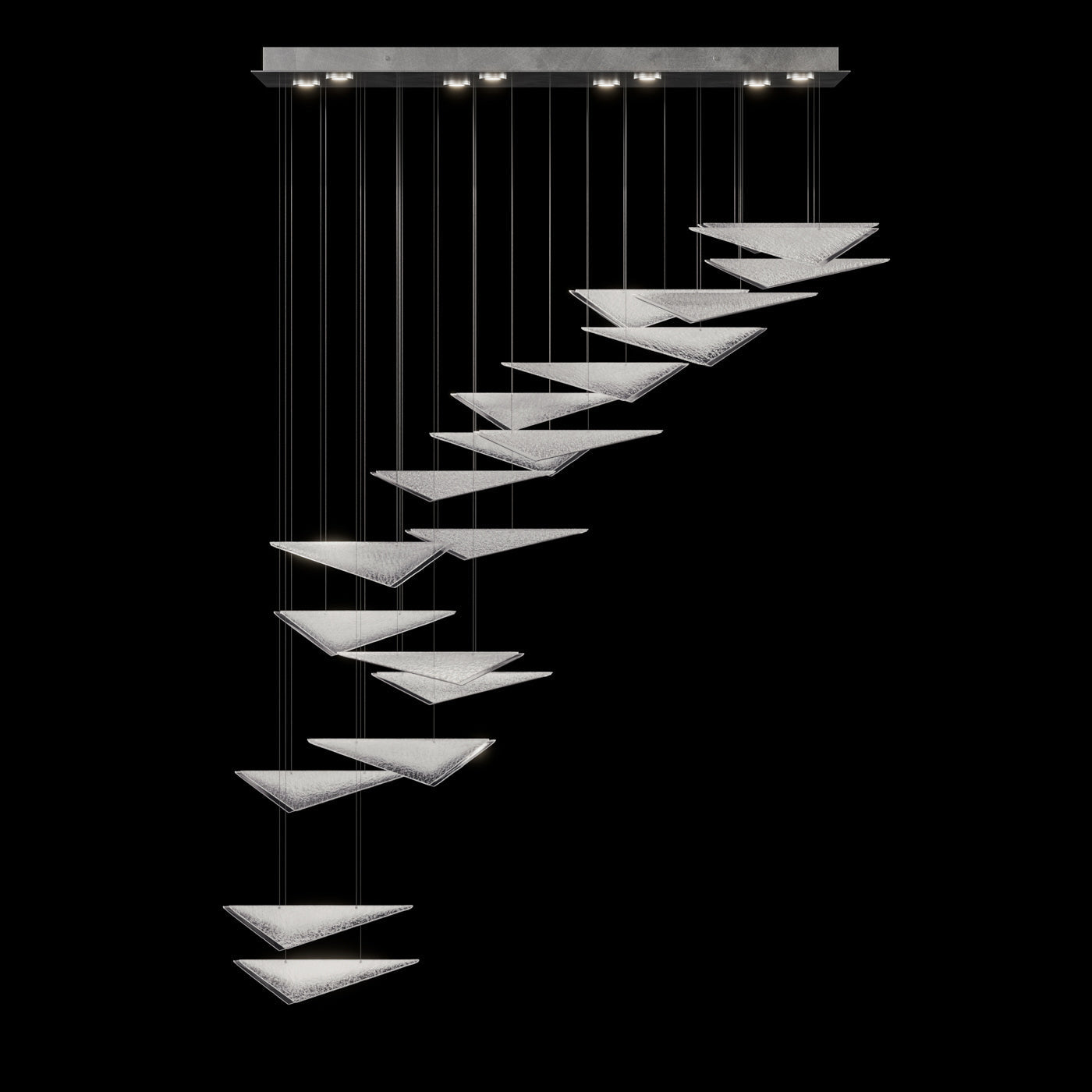 Cascading Glass Flight 60.5-Inch Linear Pendant / Soft Gold / Clear Linear