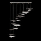 Cascading Glass Flight 60.5-Inch Linear Pendant / Soft Gold / Clear Hammered