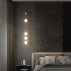 Cascading Globe LED Wall Light / 3 Lamps: ∅ 4.7″ x H 40.6″ / Dia 12cm x H 103cm / Black & Glass Ball / Warm White