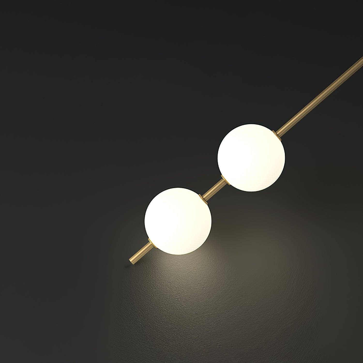 Cascading Globe LED Wall Light / 4 Lamps: ∅ 4.7″ x H 51.2″ / Dia 12cm x H 130cm / Brass & Glass ball / Warm White