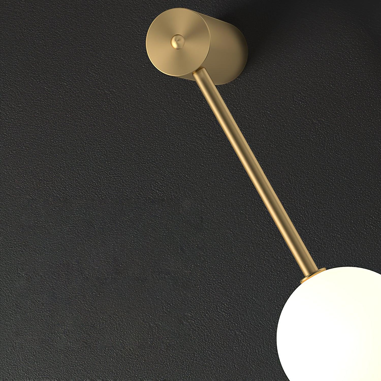 Cascading Globe LED Wall Light / 4 Lamps: ∅ 4.7″ x H 51.2″ / Dia 12cm x H 130cm / Black & Glass Ball / Warm White