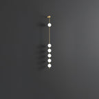 Cascading Globe LED Wall Light / 5 Lamps: ∅ 4.7″ x H 62.2″ / Dia 12cm x H 158cm / Black & Plastic Ball / Warm White