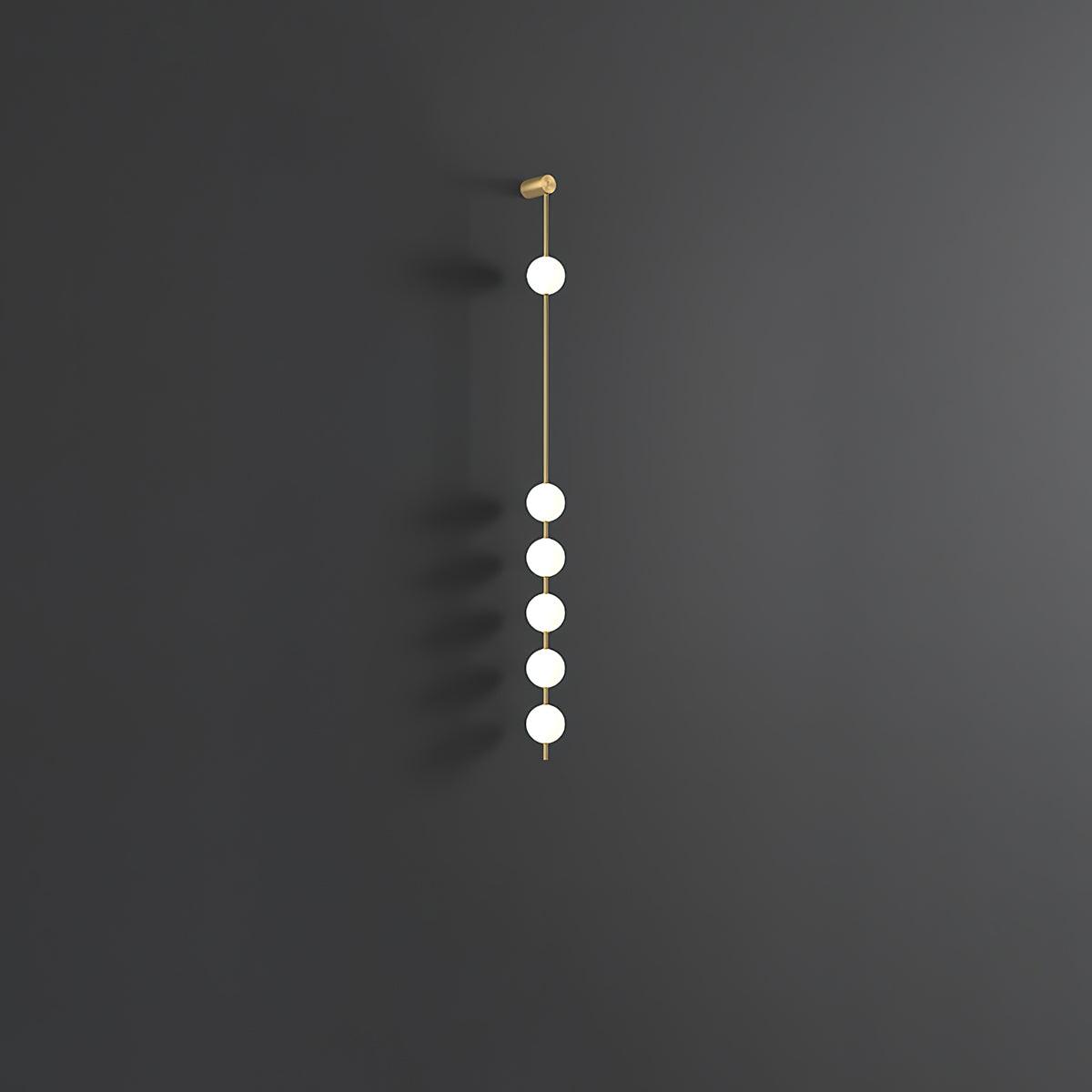 Cascading Globe LED Wall Light / 5 Lamps: ∅ 4.7″ x H 62.2″ / Dia 12cm x H 158cm / Black & Plastic Ball / Warm White