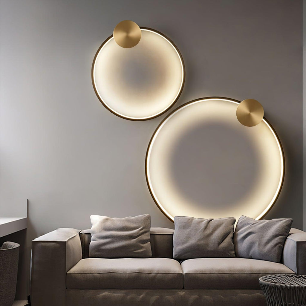 Circular Brass Integrated LED Wall Light