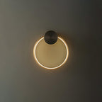 Circular Brass Integrated LED Wall Light / ∅ 11.8″ x H 13″ / Dia 30cm x H 33cm / Black & Brass / Three-Color Changing Light