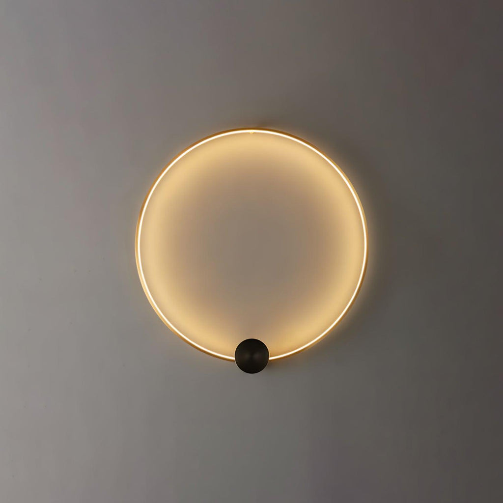Circular Brass Integrated LED Wall Light / ∅ 15.7″ x H 16.9″ / Dia 40cm x H 43cm / Brass & Black / Three-Color Changing Light