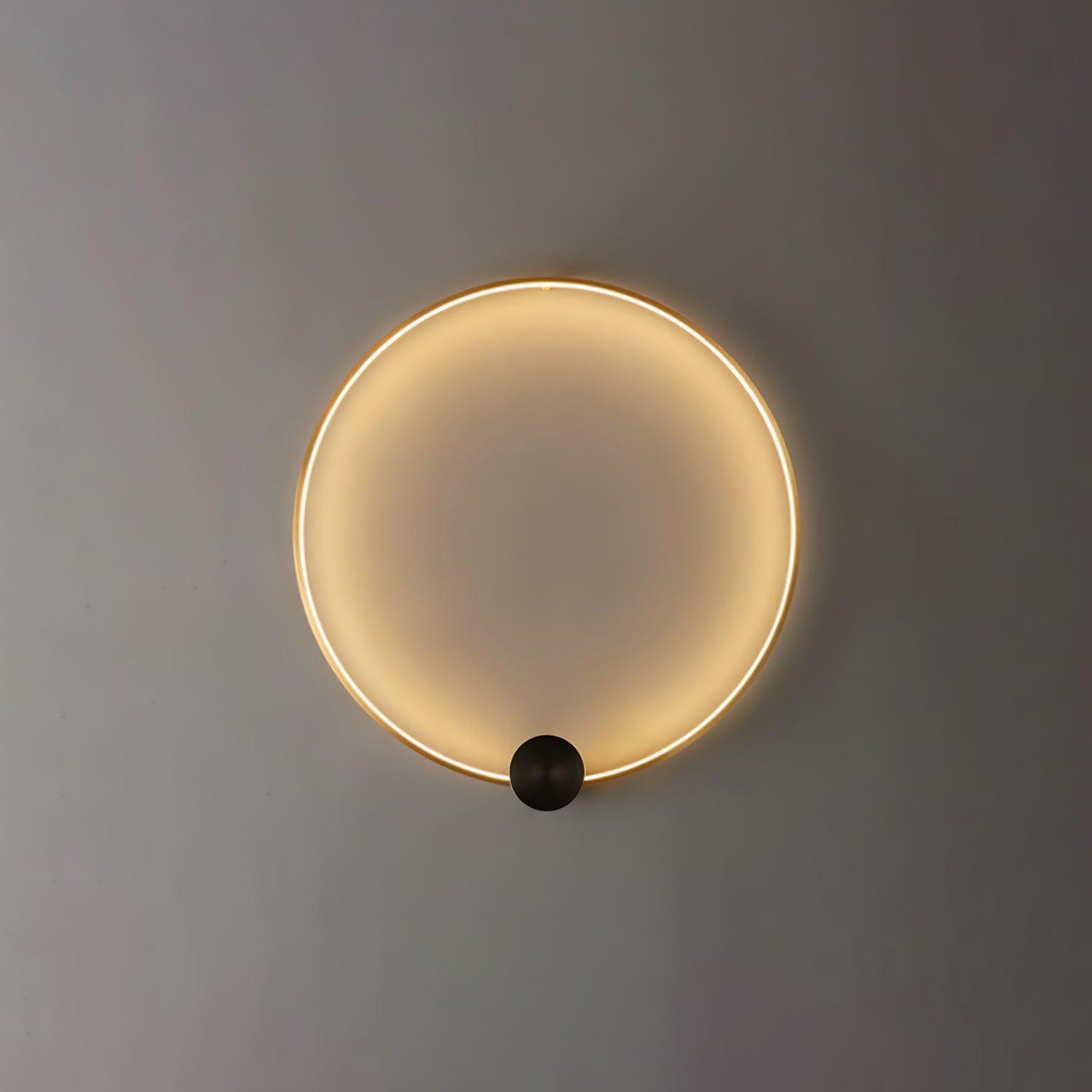 Circular Brass Integrated LED Wall Light / ∅ 15.7″ x H 16.9″ / Dia 40cm x H 43cm / Brass & Black / Three-Color Changing Light
