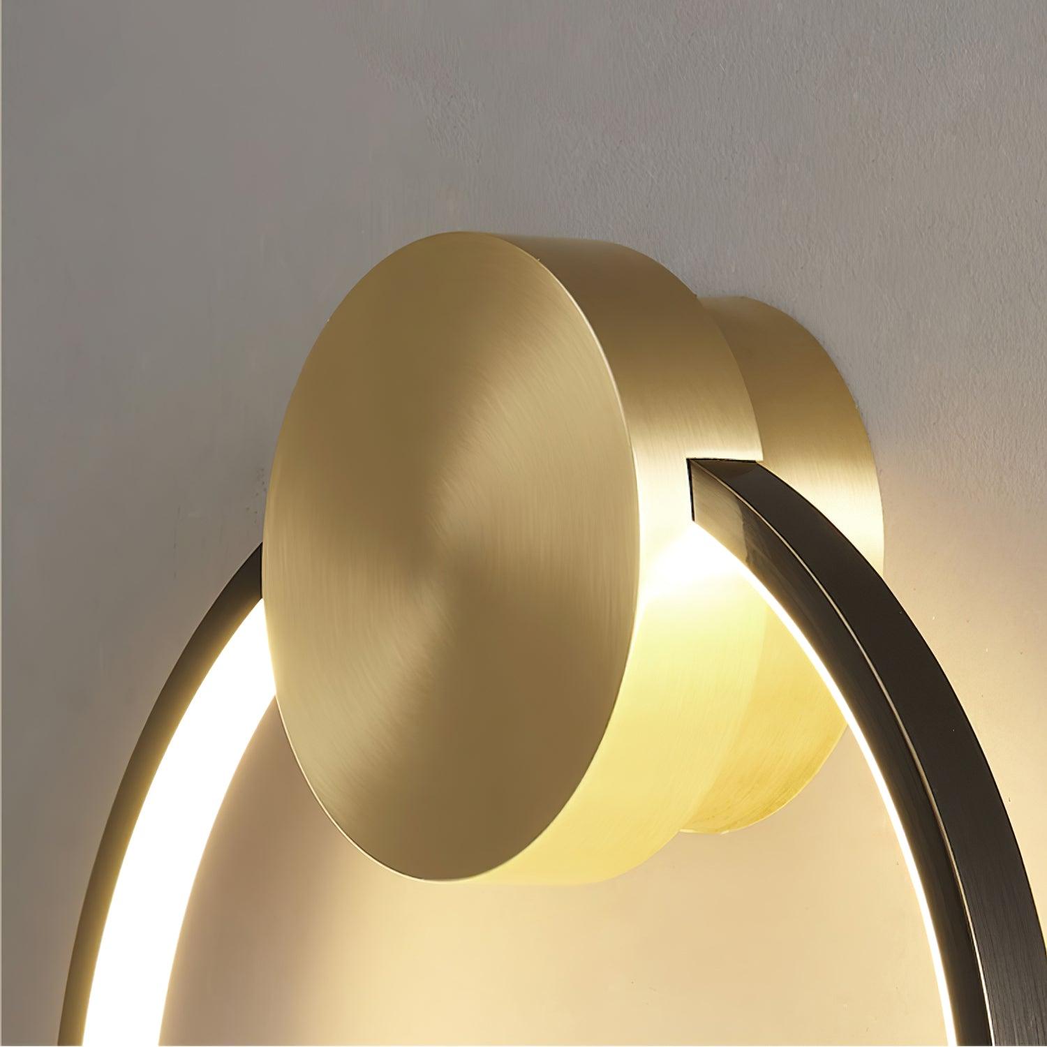 Circular Brass Integrated LED Wall Light / ∅ 19.7″ x H 20.1″ / Dia 50cm x H 53cm / Black & Brass / Three-Color Changing Light