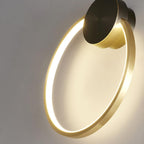 Circular Brass Integrated LED Wall Light / ∅ 23.6″ x H 24.8″ / Dia 60cm x H 63cm / Brass & Black / Three-Color Changing Light