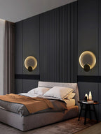 Circular Brass Integrated LED Wall Light / Dia 40cm Set of 2 / Brass & Black / Three-Color Changing Light