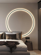 Circular Brass Integrated LED Wall Light / Dia 40cm Set of 2 / Black & Brass / Three-Color Changing Light