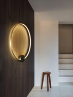 Circular Brass Integrated LED Wall Light / Dia 60cm Set of 2 / Brass & Black / Three-Color Changing Light
