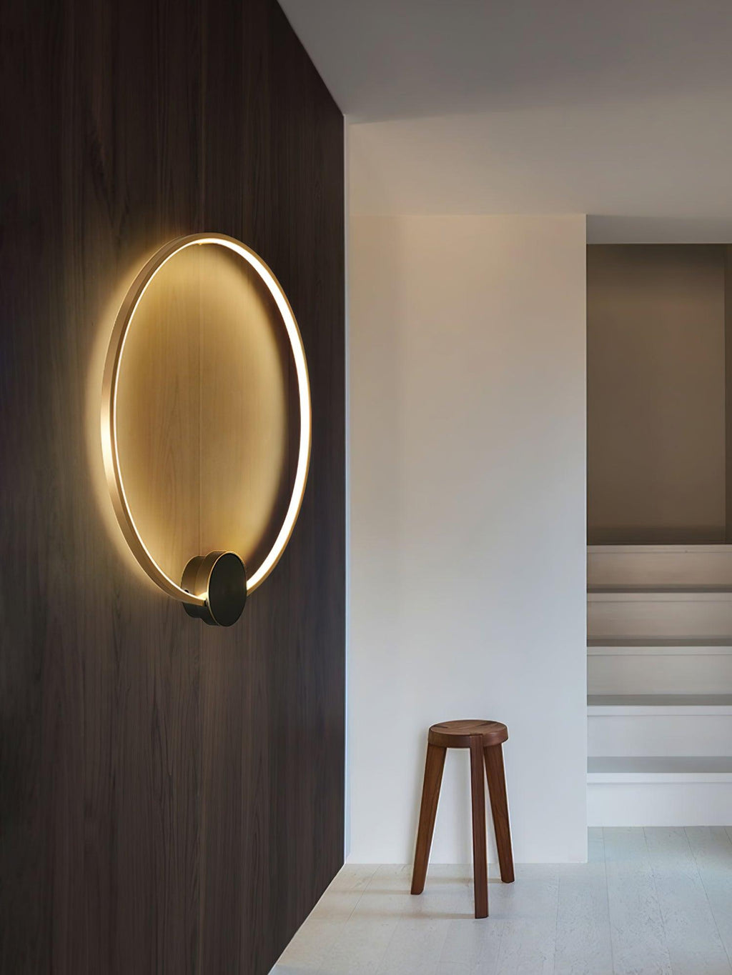 Circular Brass Integrated LED Wall Light