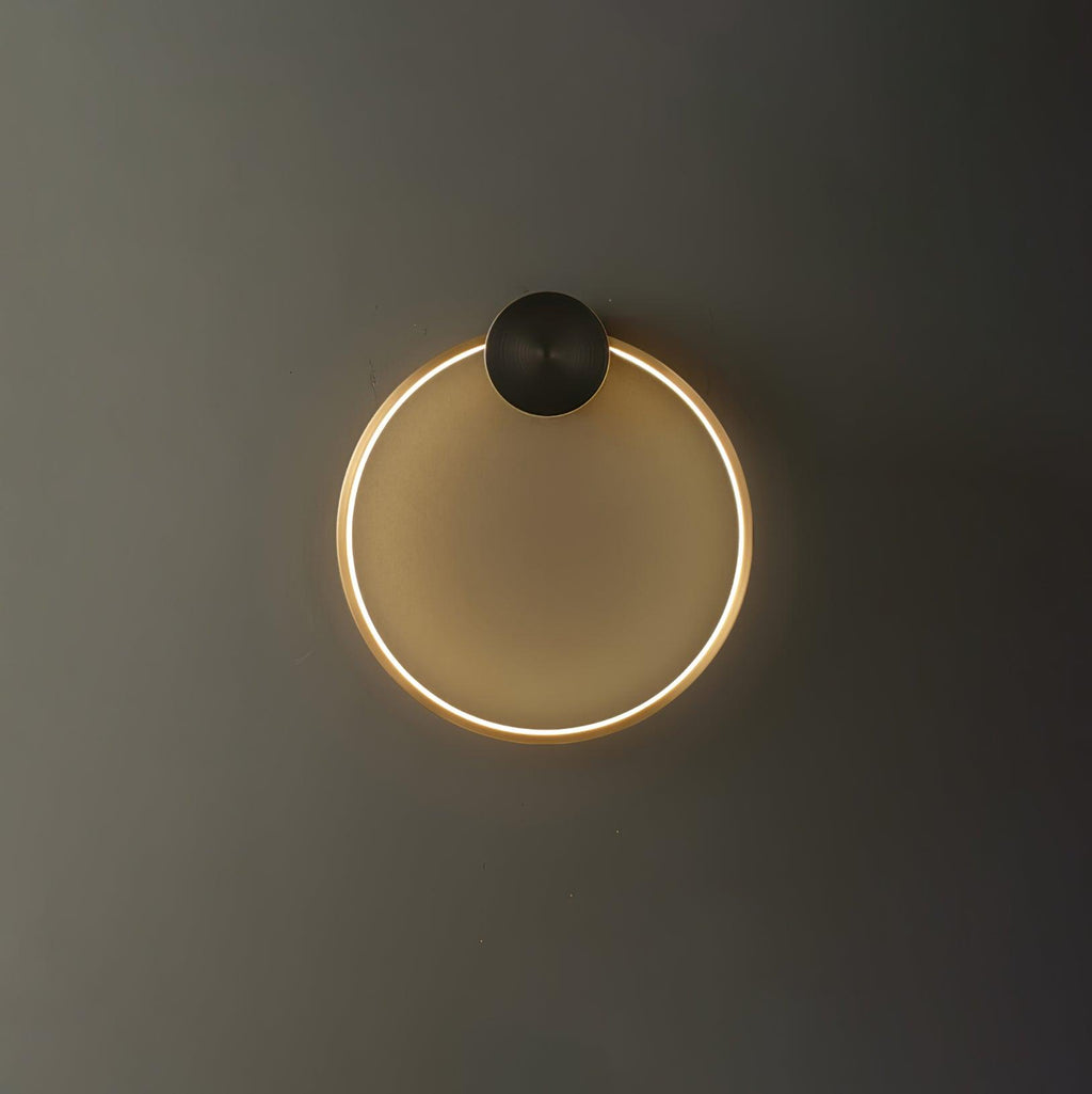 Circular Brass Integrated LED Wall Light / Dia 60cm Set of 2 / Black & Brass / Three-Color Changing Light