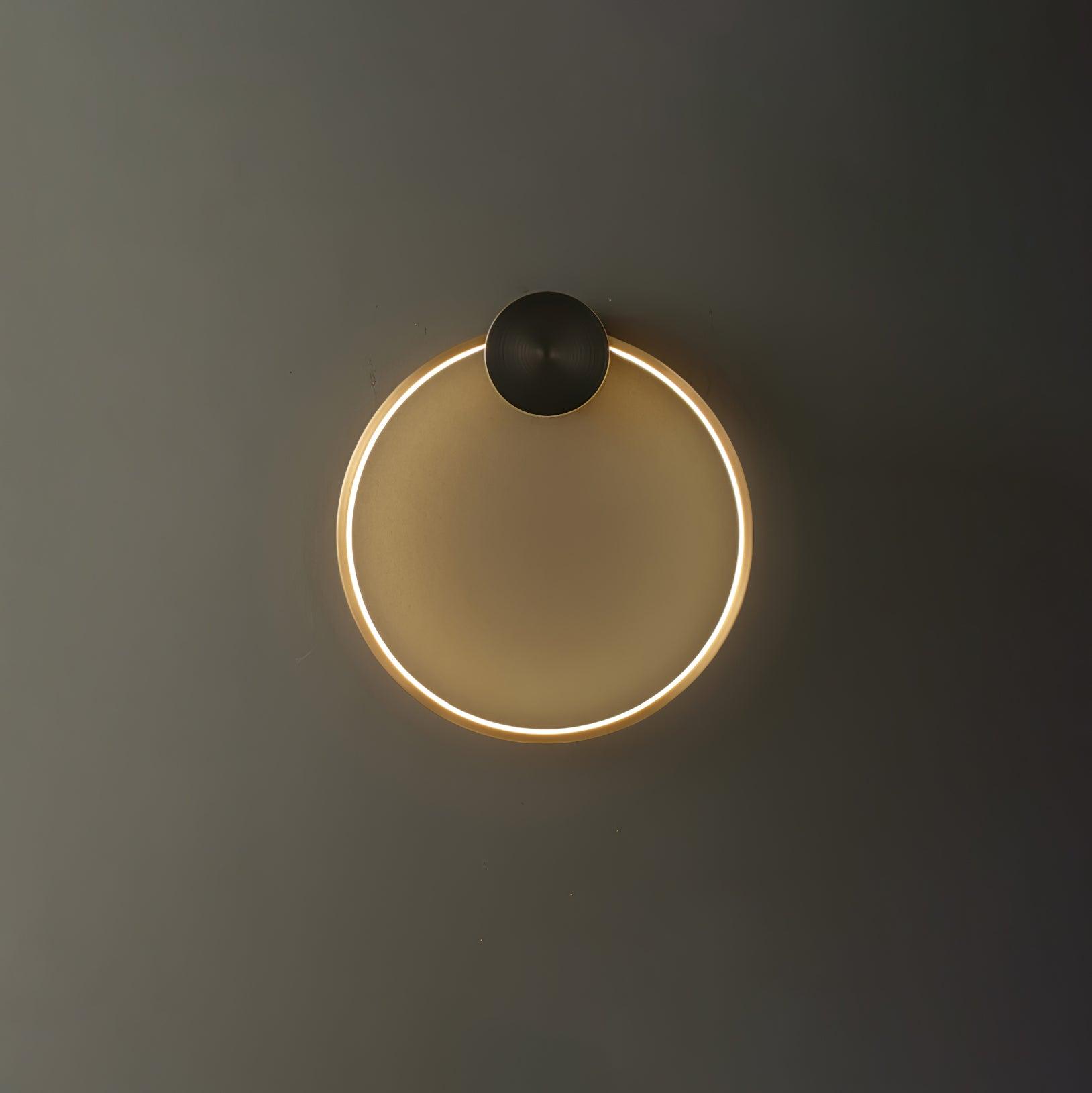Circular Brass Integrated LED Wall Light / Dia 60cm Set of 2 / Black & Brass / Three-Color Changing Light