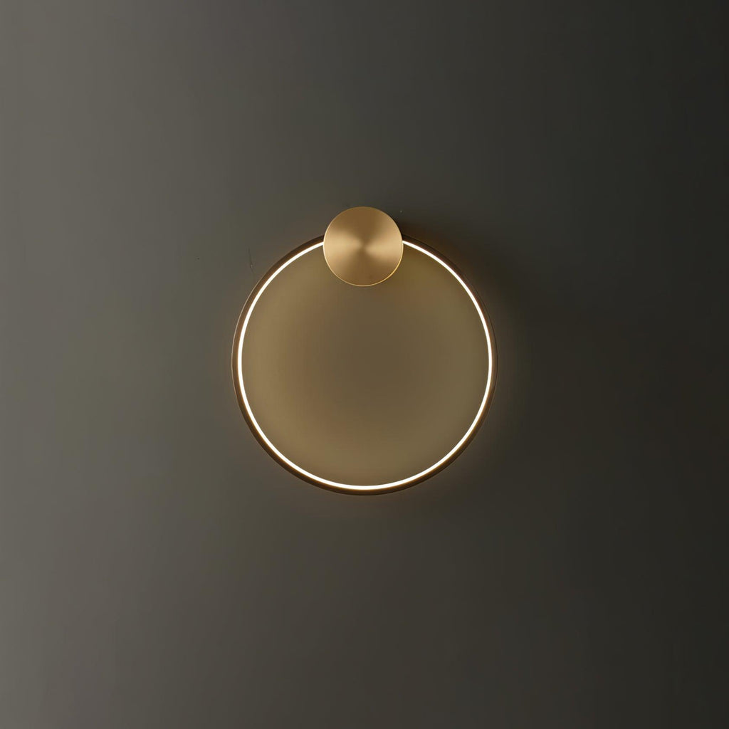 Circular Brass Integrated LED Wall Light / Dia 80cm Set of 2 / Brass & Black / Three-Color Changing Light