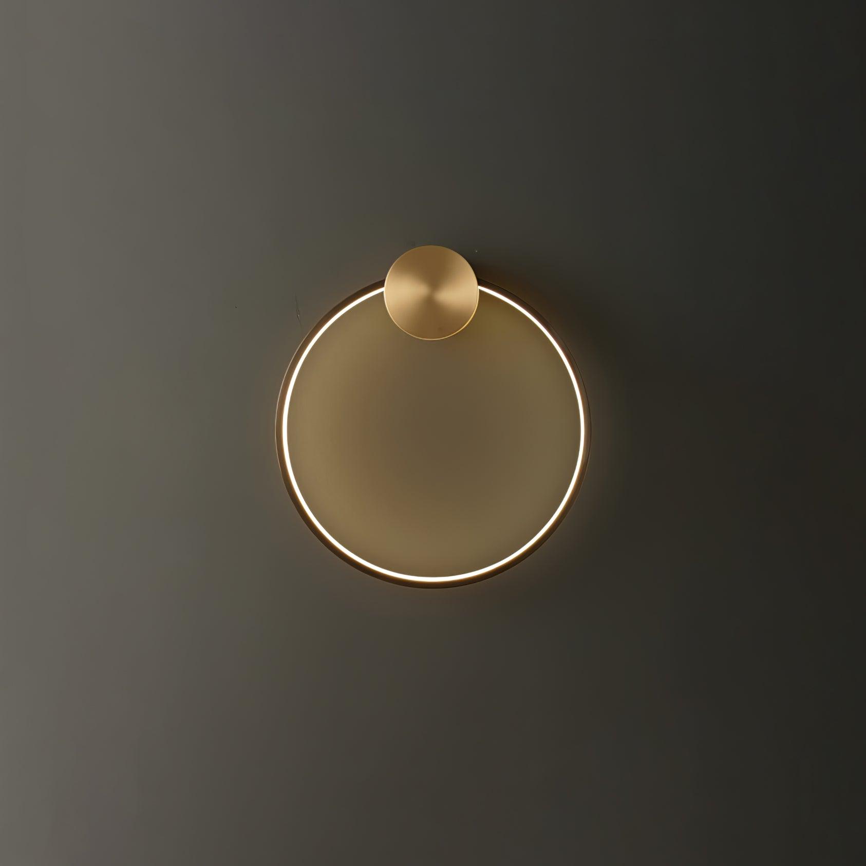 Circular Brass Integrated LED Wall Light / Dia 80cm Set of 2 / Brass & Black / Three-Color Changing Light