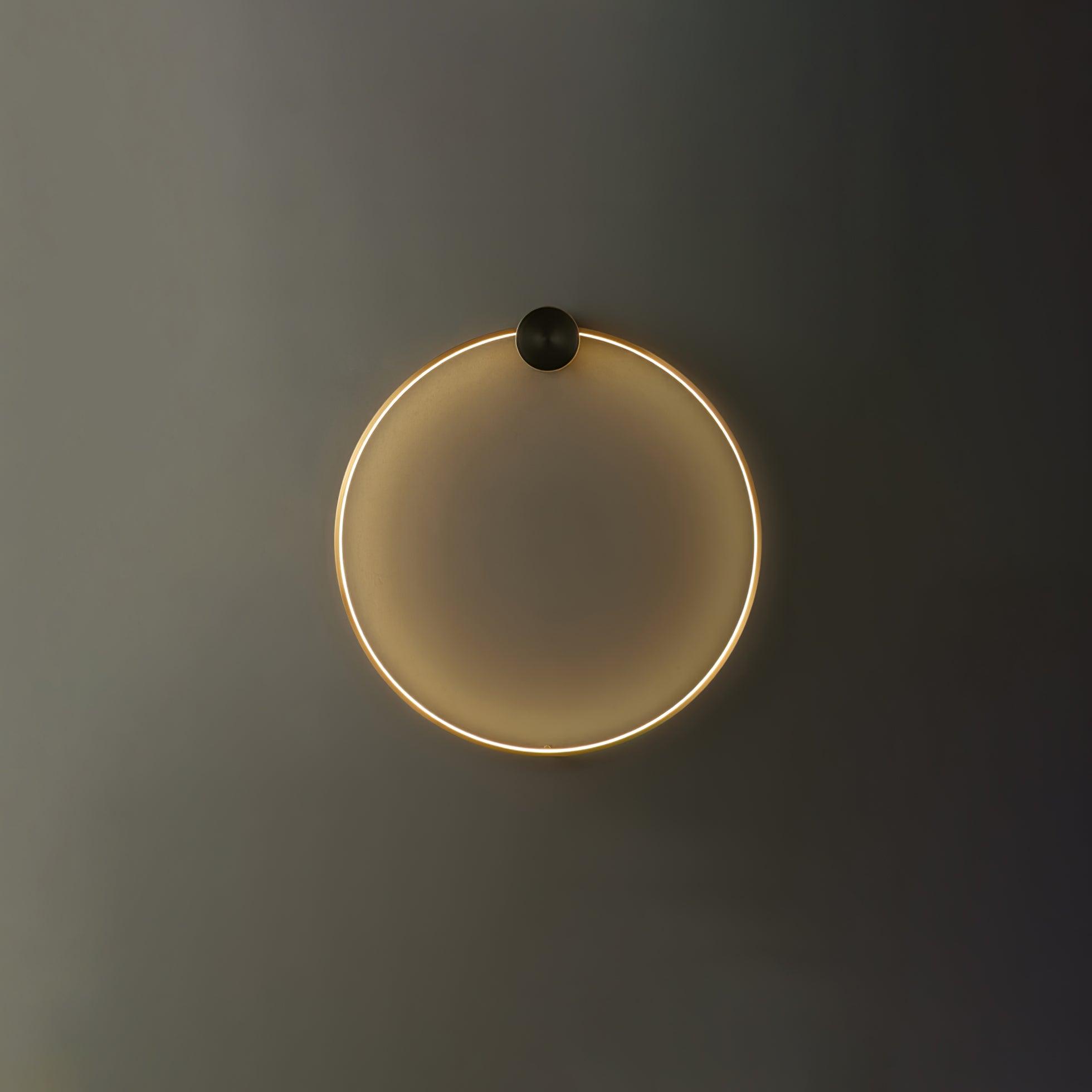Circular Brass Integrated LED Wall Light / Dia 80cm Set of 2 / Black & Brass / Three-Color Changing Light