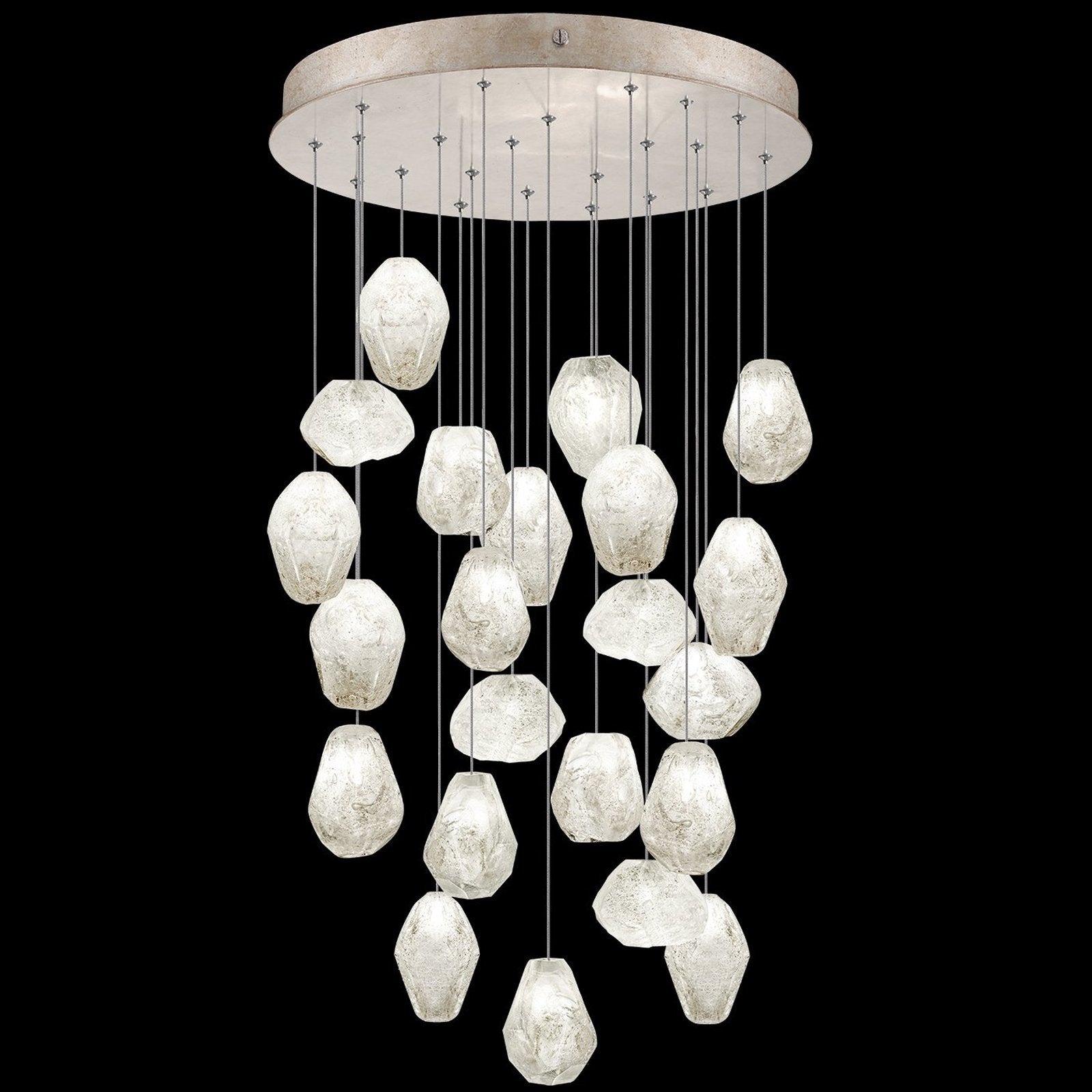Clear Quartz Glass 24-Inch Round Pendant / Gold