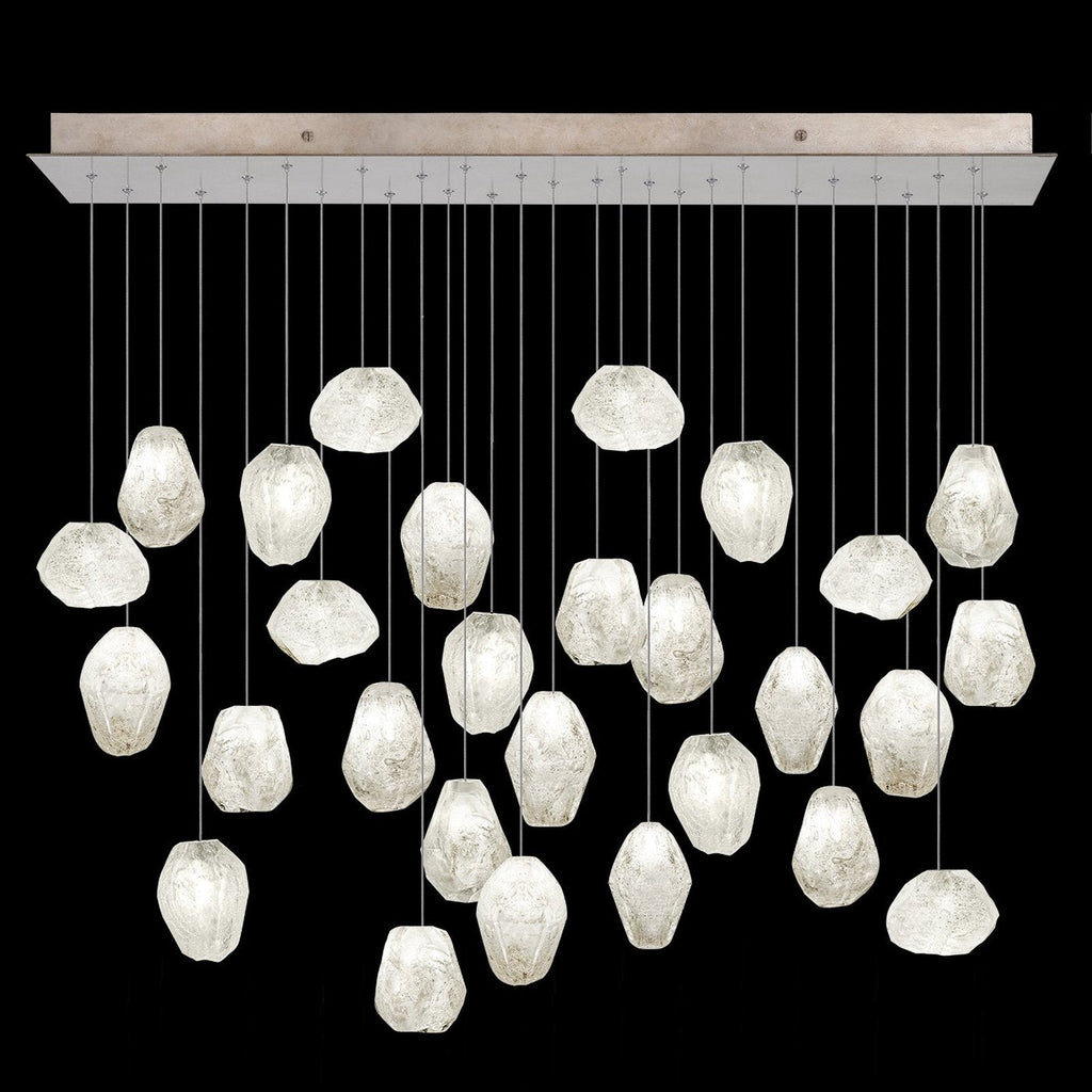 Clear Quartz Glass 54-Inch Rectangular Pendant / Gold