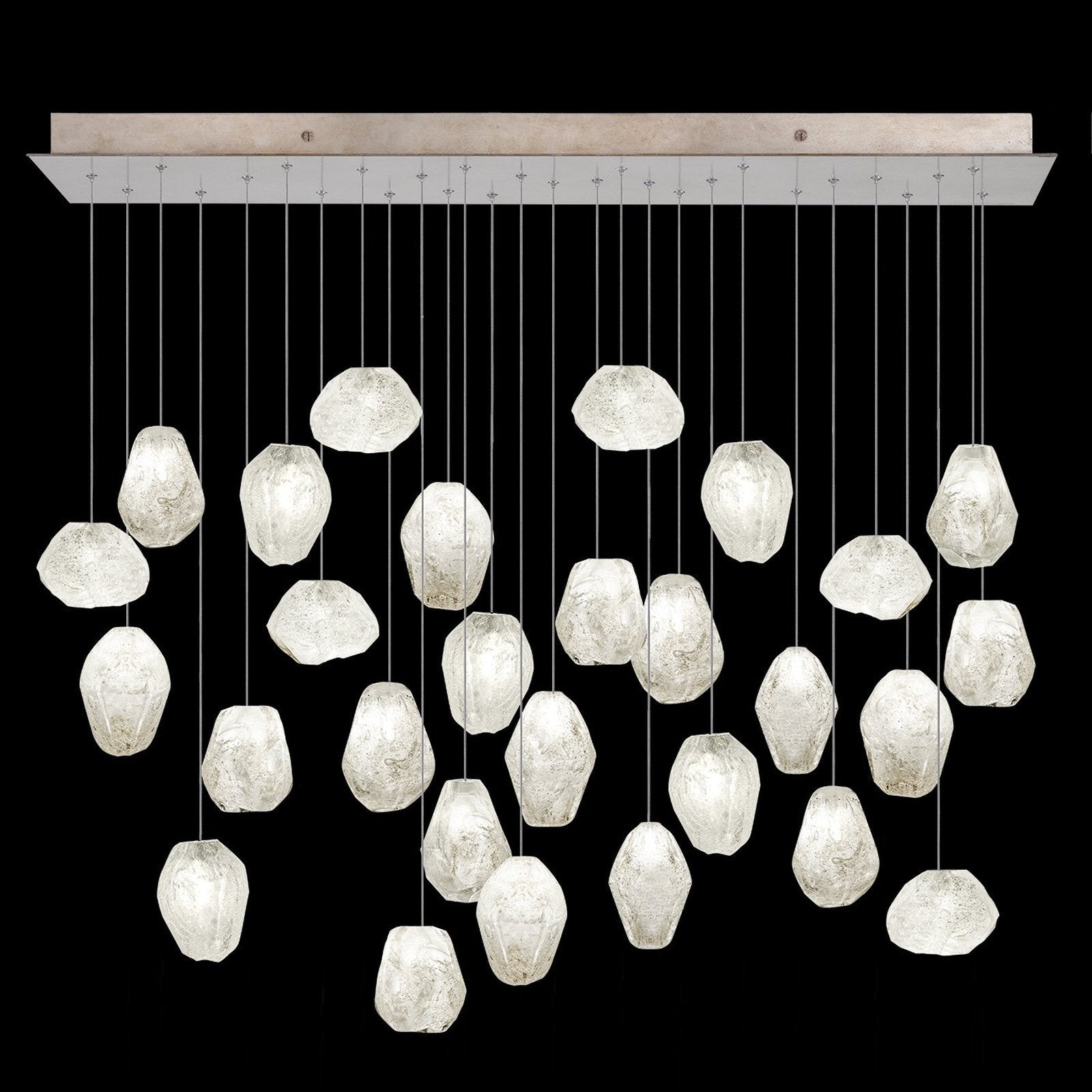 Clear Quartz Glass 54-Inch Rectangular Pendant / Gold