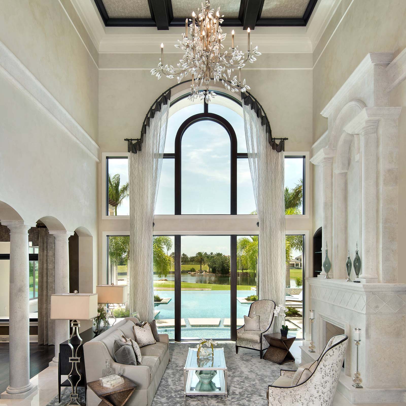 Crystal Laurel 75-Inch Round Chandelier / Silver Leaf