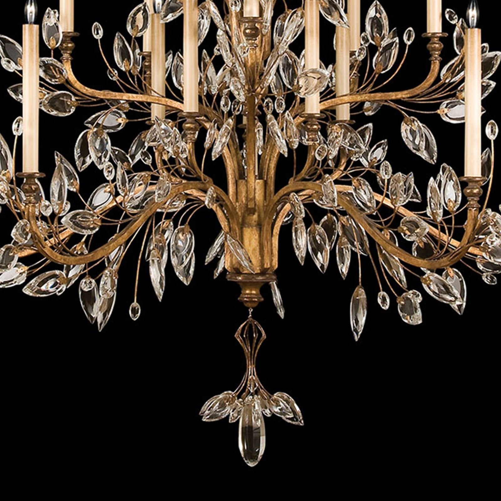 Crystal Laurel 75-Inch Round Chandelier / Gold Leaf