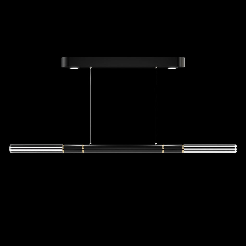 Dual-Illuminated 62-Inch Linear Pendant / Black / Brass / No Skin