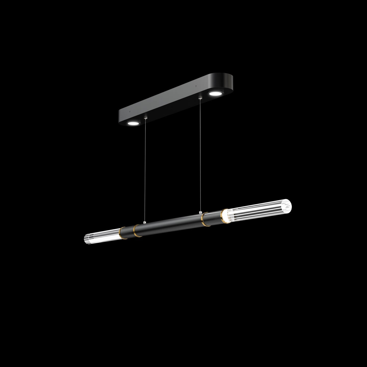 Dual-Illuminated 62-Inch Linear Pendant / Black / Brass / Charcoal
