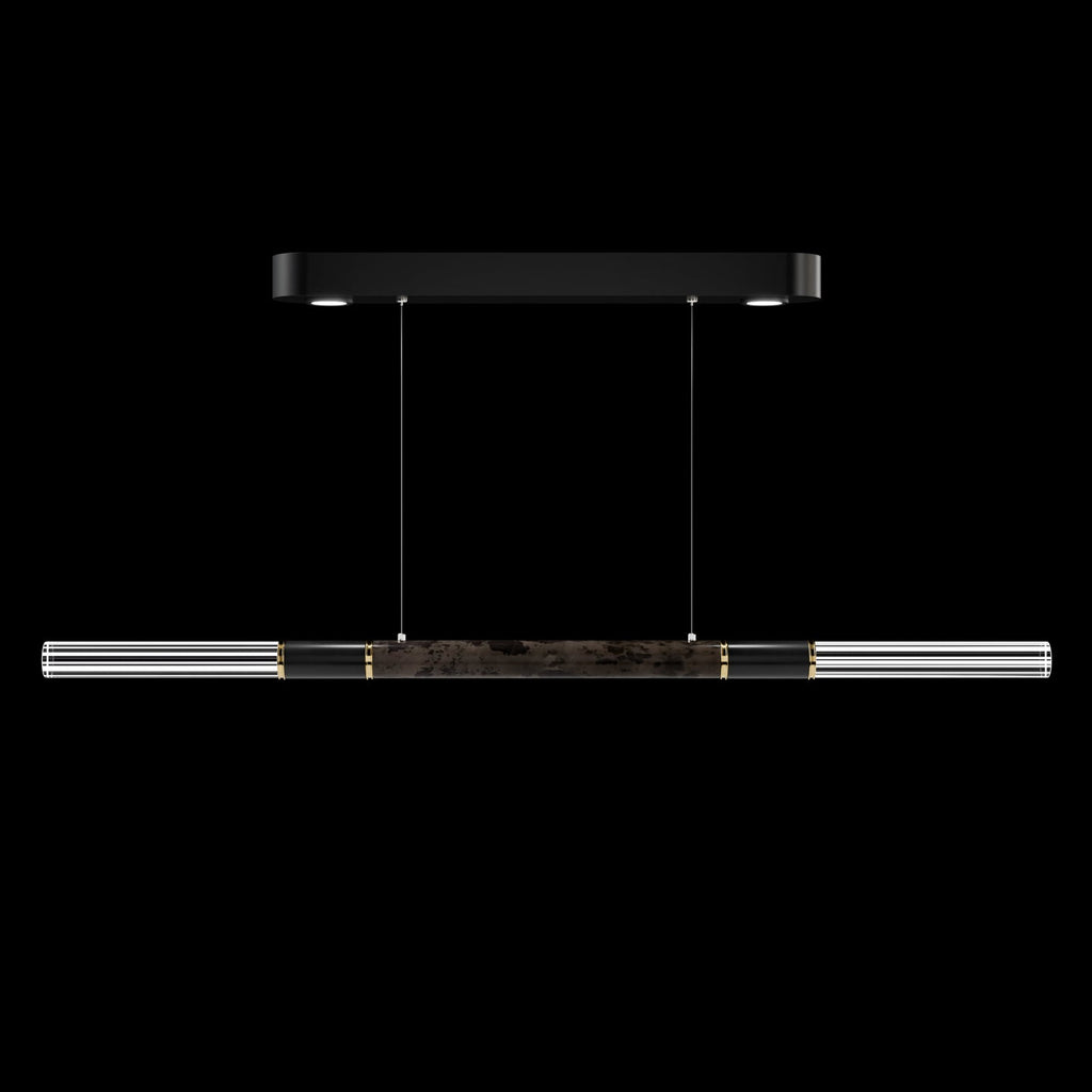 Dual-Illuminated 62-Inch Linear Pendant / Black / Brass / Smoke