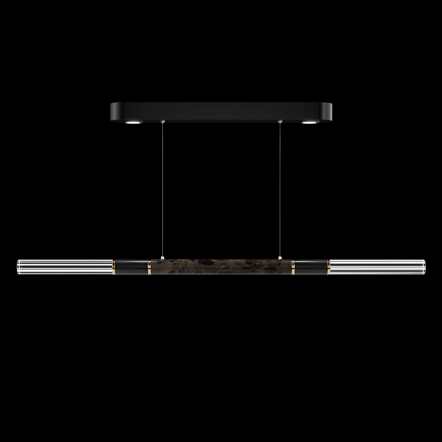 Dual-Illuminated 62-Inch Linear Pendant / Black / Brass / Smoke