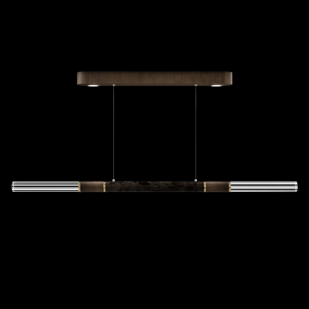Dual-Illuminated 62-Inch Linear Pendant / Gold Leaf / Brass / Smoke