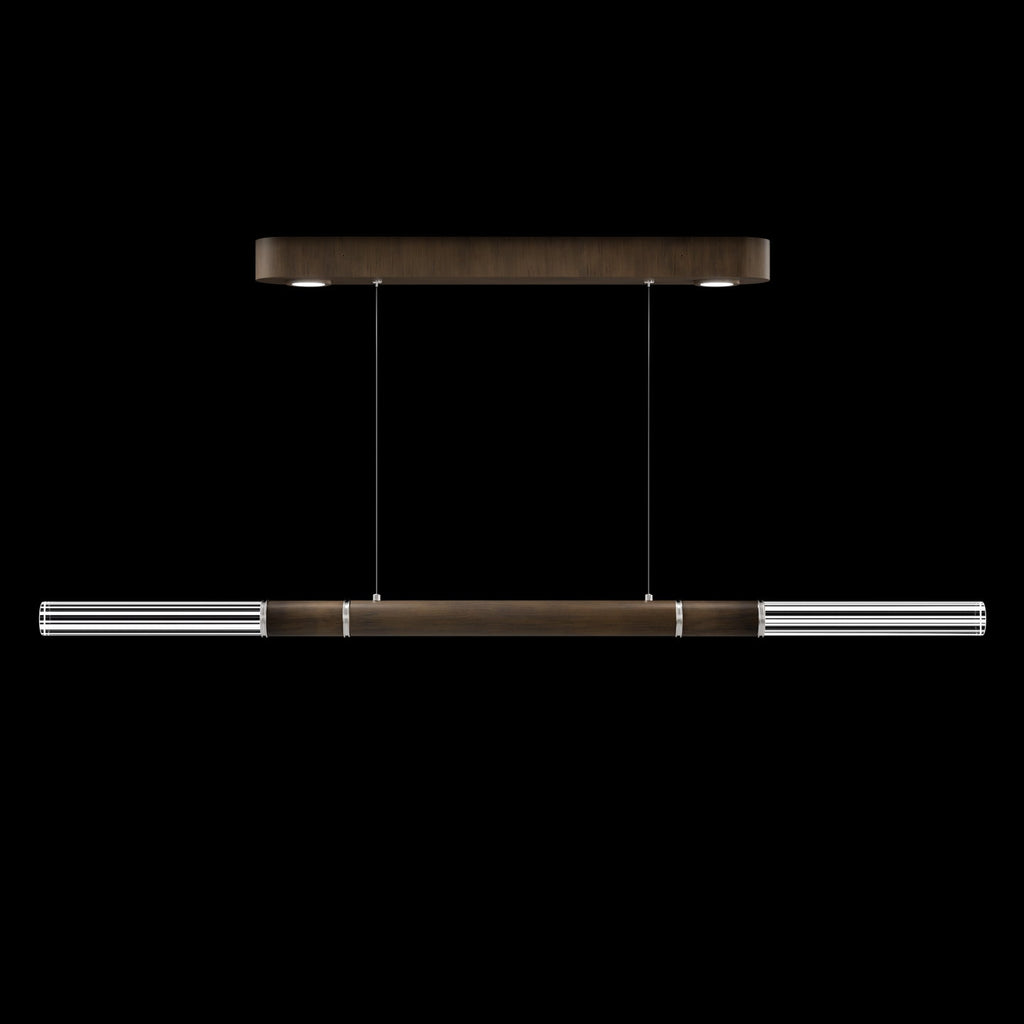 Dual-Illuminated 62-Inch Linear Pendant / Silver Leaf / Brass / No Skin