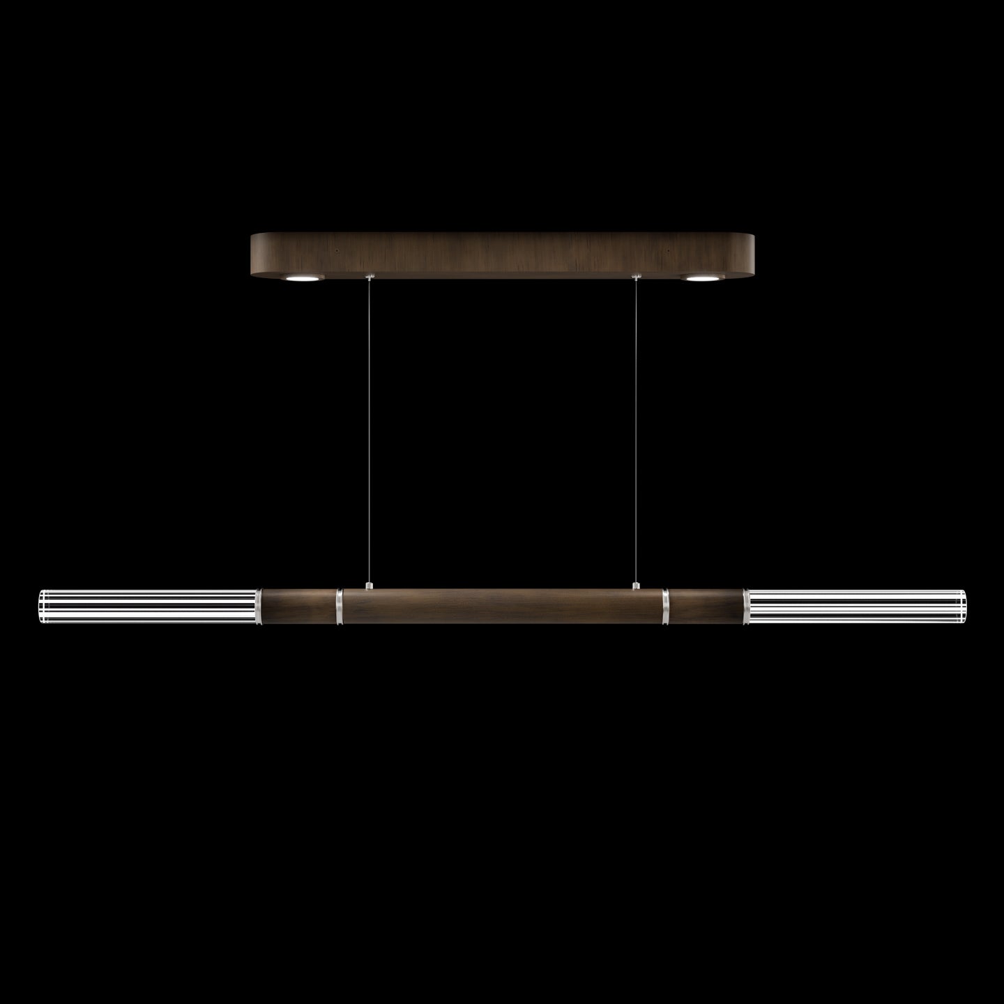 Dual-Illuminated 62-Inch Linear Pendant / Silver Leaf / Brass / No Skin
