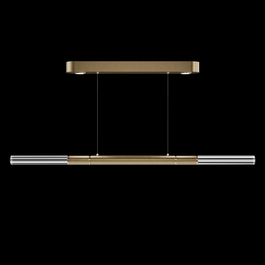 Dual-Illuminated 62-Inch Linear Pendant / Soft Gold Leaf / Brass / No Skin