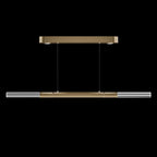 Dual-Illuminated 62-Inch Linear Pendant / Soft Gold Leaf / Brass / No Skin