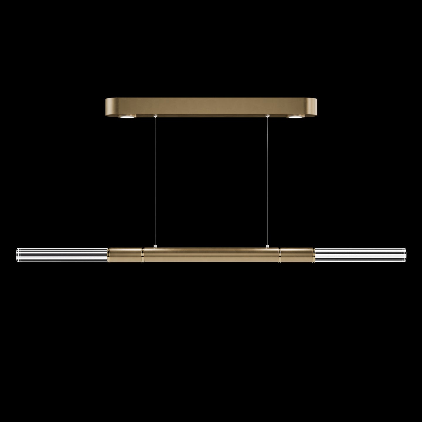 Dual-Illuminated 62-Inch Linear Pendant / Soft Gold Leaf / Brass / No Skin