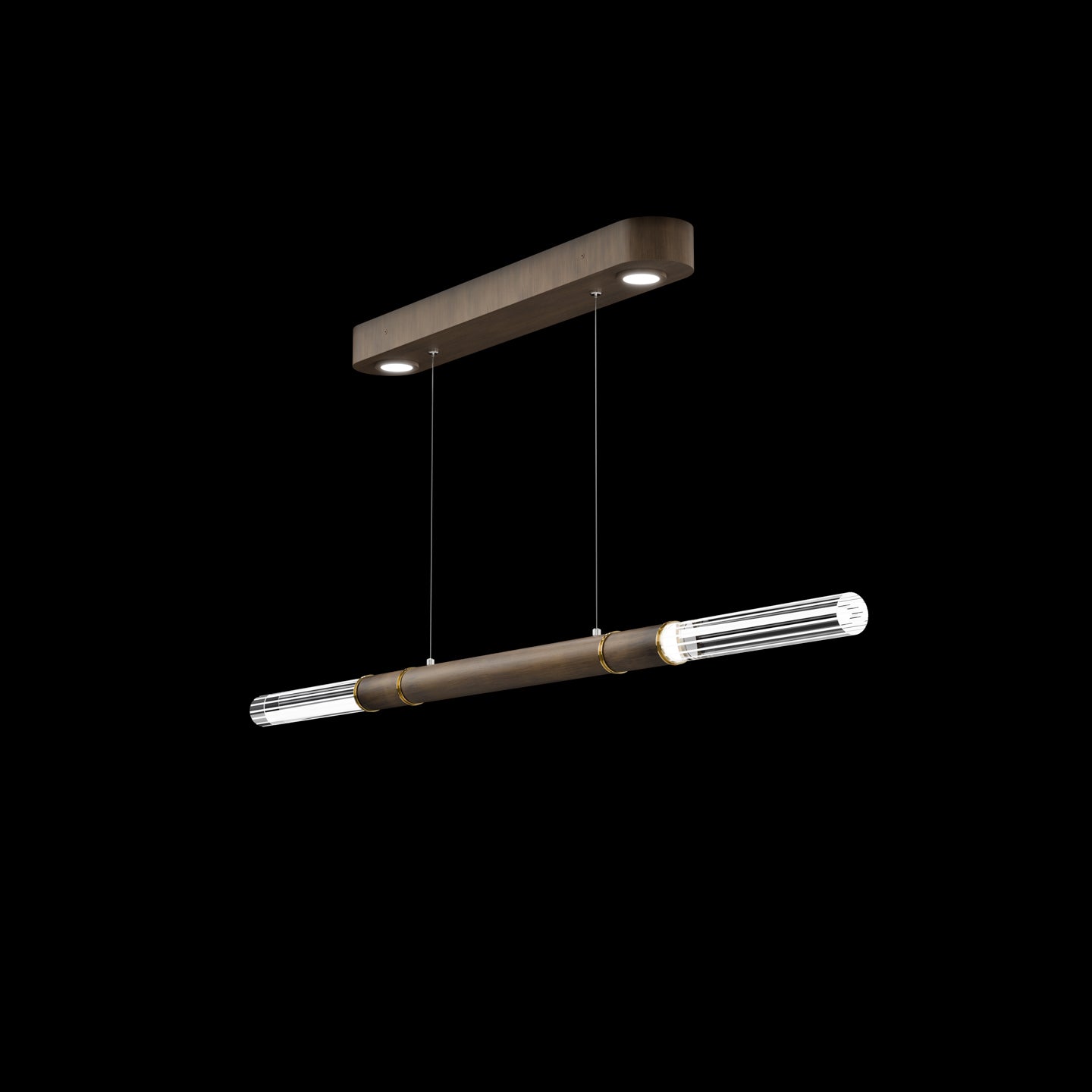 Dual-Illuminated 62-Inch Linear Pendant / Gold Leaf / Brass / Charcoal