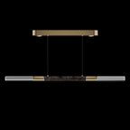 Dual-Illuminated 62-Inch Linear Pendant / Soft Gold Leaf / Brass / Smoke