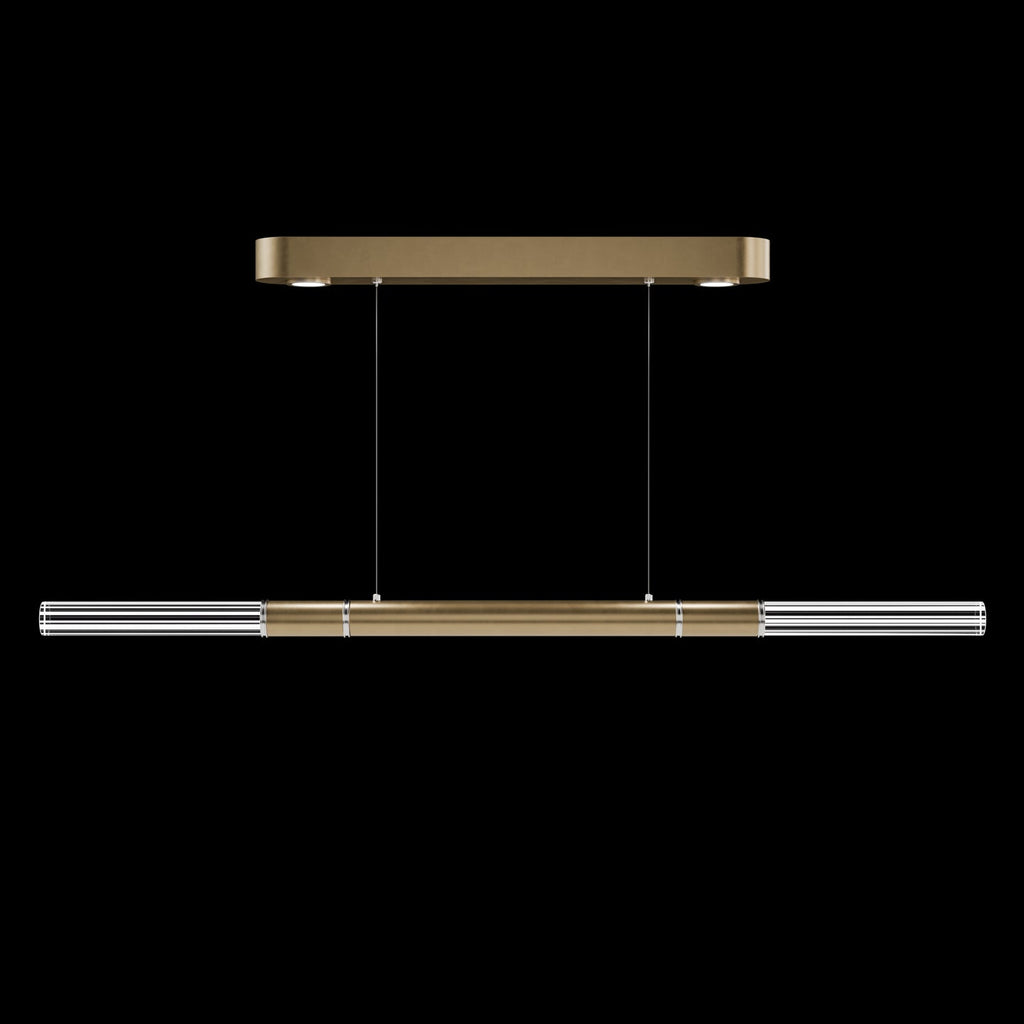 Dual-Illuminated 62-Inch Linear Pendant / Ombre Bronze / Brass / No Skin